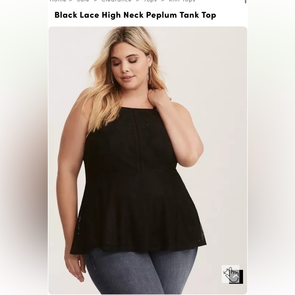 Torrid Black Lace High Neck Peplum Tank Top